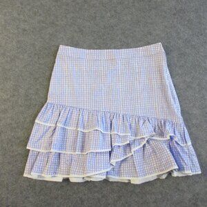 Lilly Pulitzer Mini Skirt Women Size 2 Lavander Gingham Plaid Tiered Ruffle 192